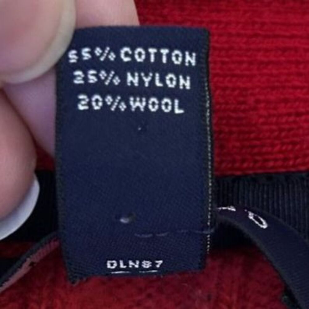 Lands End Womens Red Cable Knit Cardigan Sweater L Preppy Classic Academia Wool - Picture 8 of 12